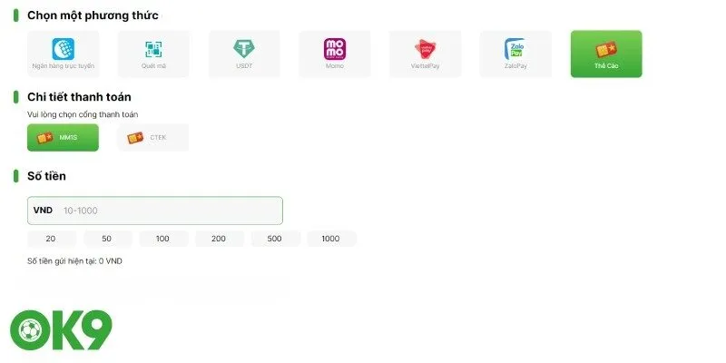 Form Rút tiền OK9